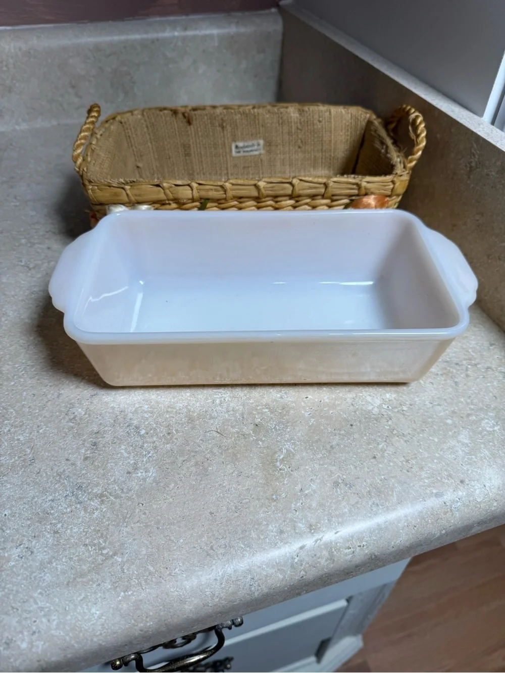 Vintage Fire-King 409 Peach Lustre Baking Dish Handmade Strawberry Basket